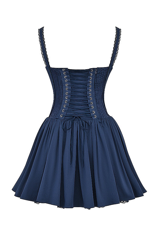 french navy corset mini dress