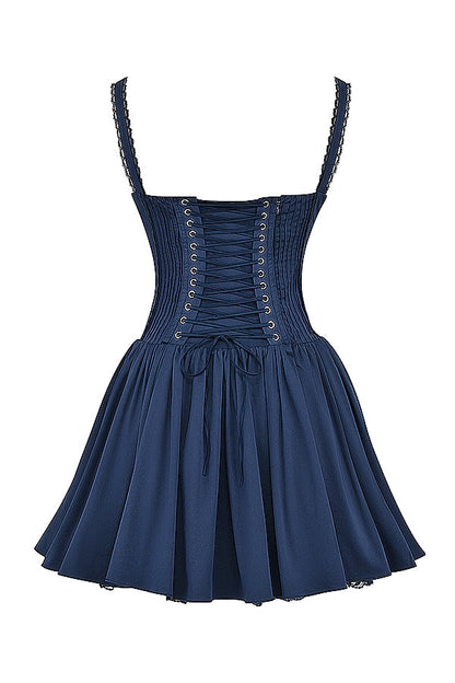 french navy corset mini dress