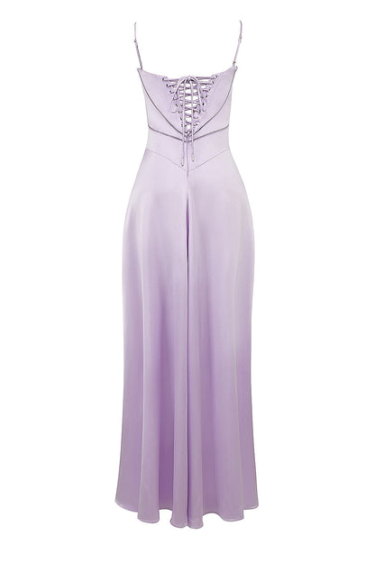 orchid lace up maxi dress