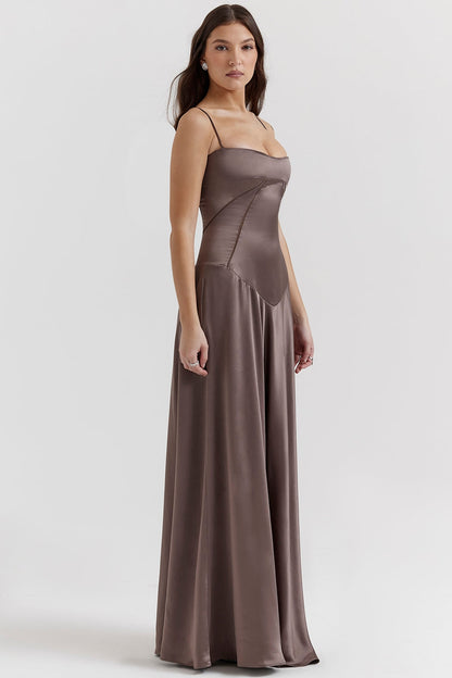 smoke lace up maxi dress