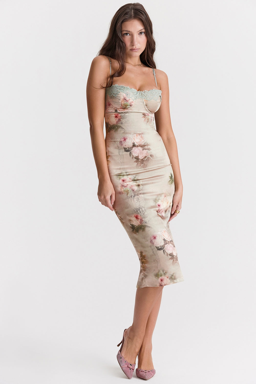 vintage floral midi dress