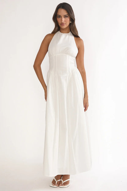 El Corazon High Halterneck Maxi Dress White