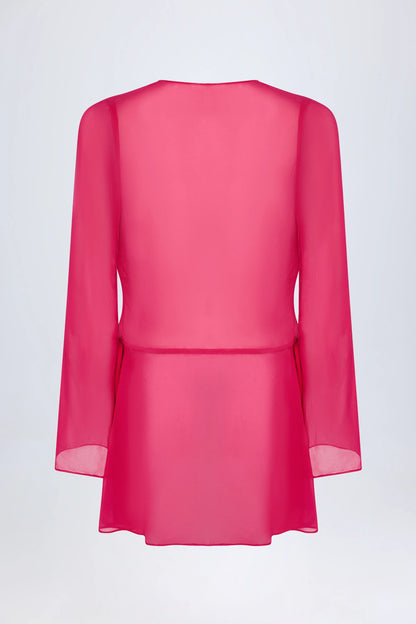 Cowl-Neck Mini Dress in Fuchsia Pink