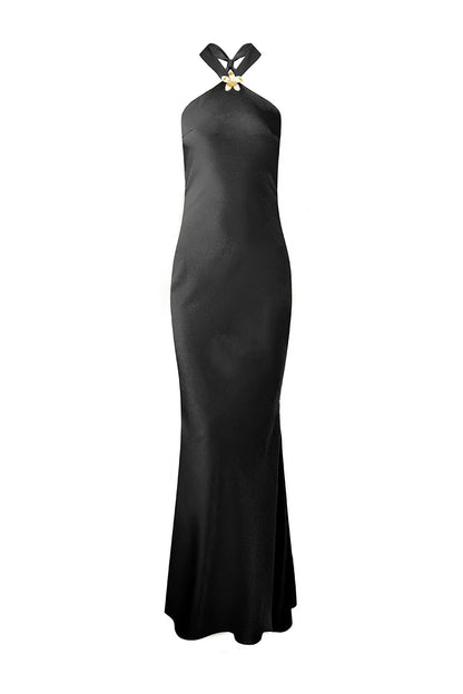 CHARA LOW CROSS BACK MAXI DRESS - BLACK