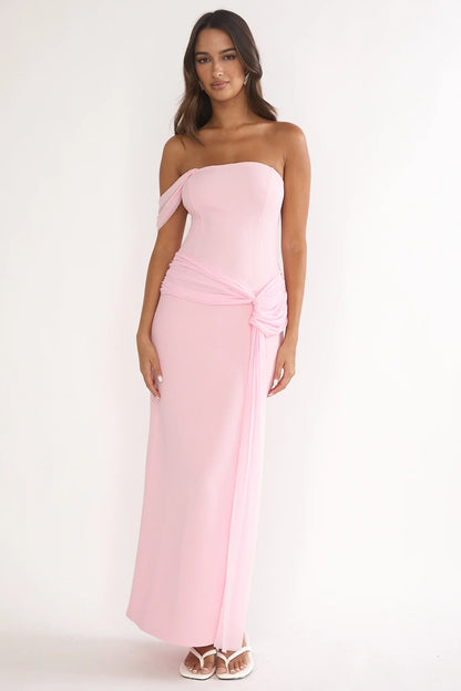 Chiavari Waist Drape Maxi Dress Pink