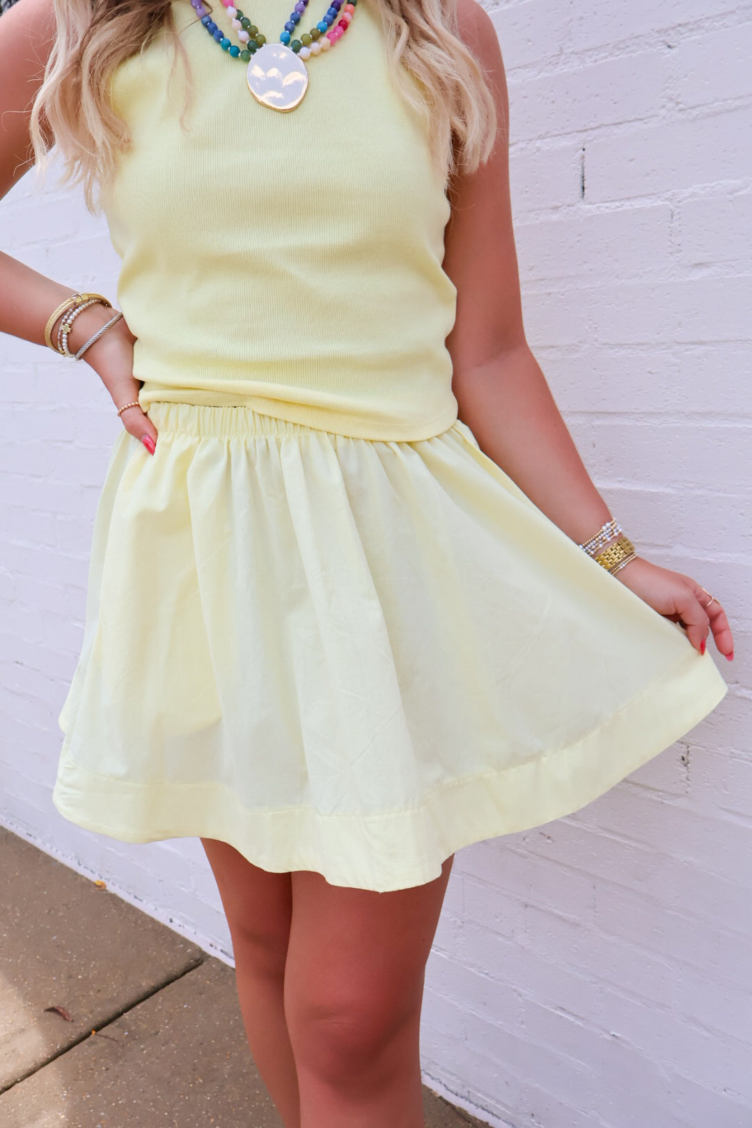 Tank + Flared Skirt Set - Yellow