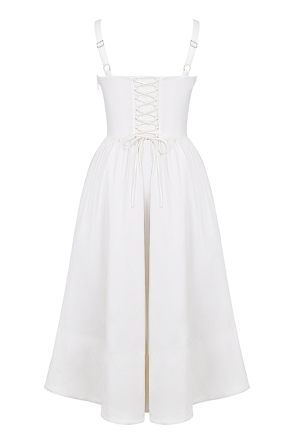 white corset midi sundress