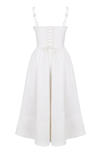 white corset midi sundress
