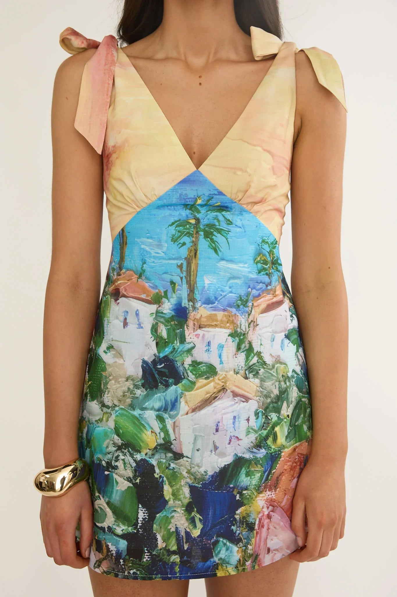 Mykonos Morning Tied Shoulder Mini Dress Euro