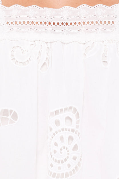 Aideen Eyelet Top - White Shell