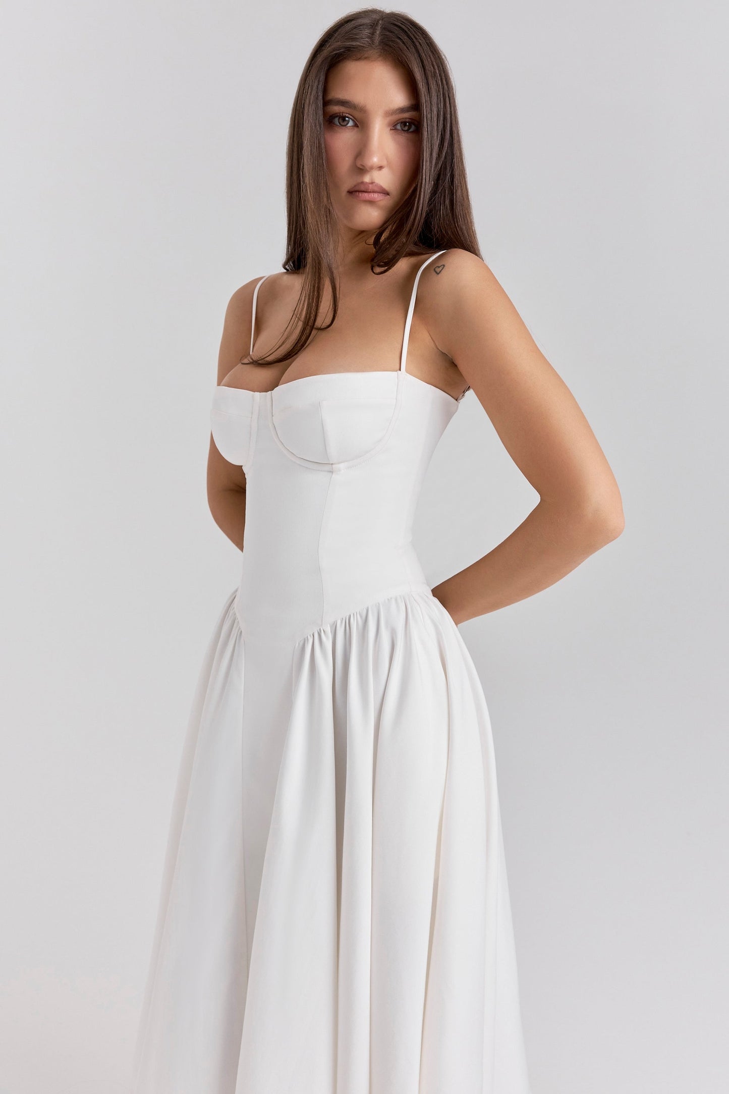 white corset midi dress