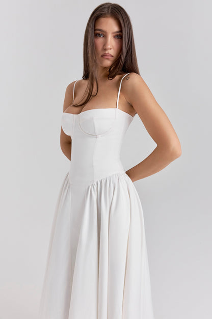 white corset midi dress