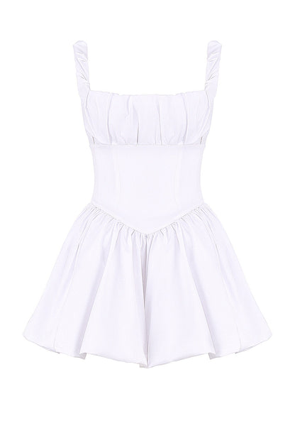 white cotton tulle mini dress