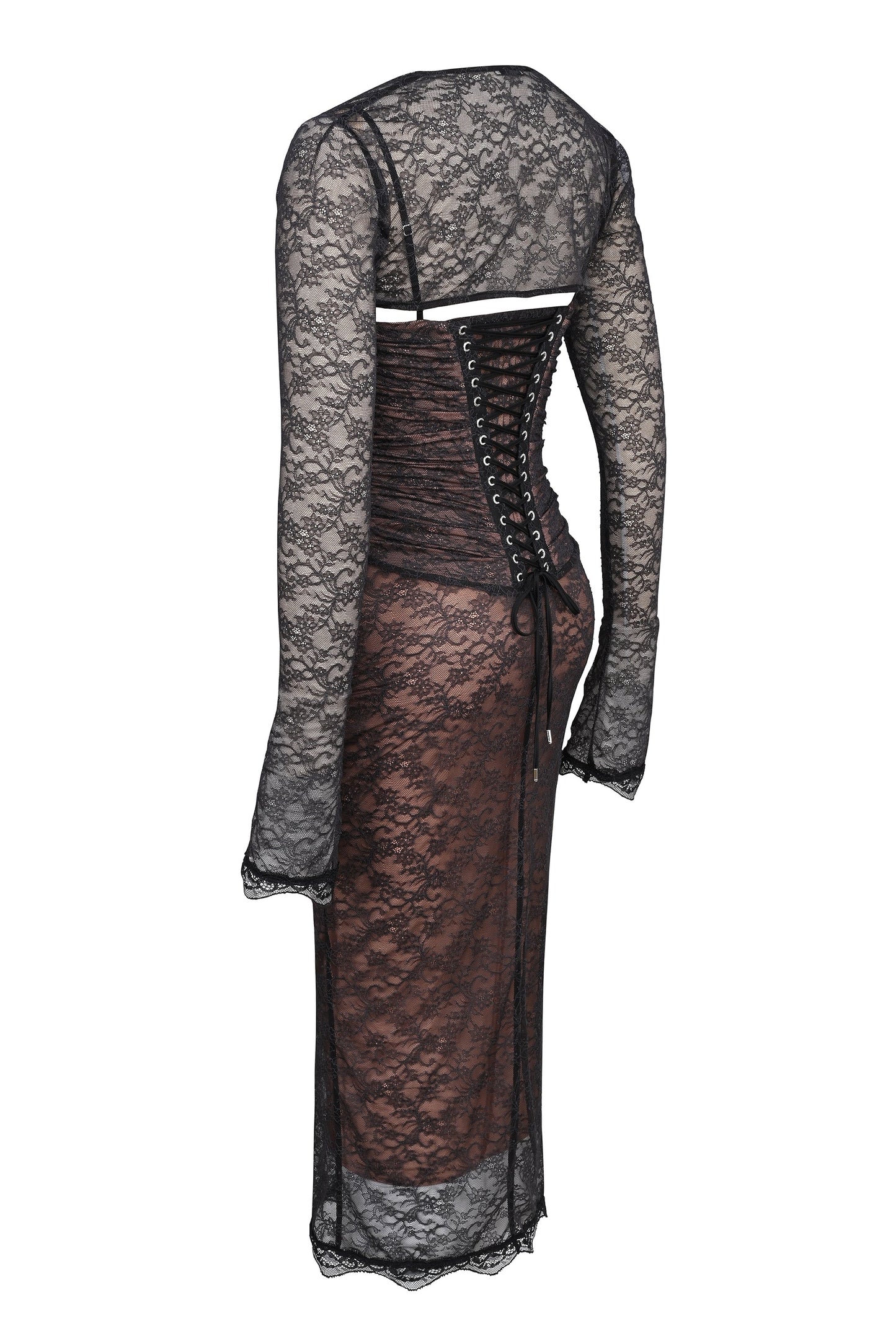black lace corset midi dress