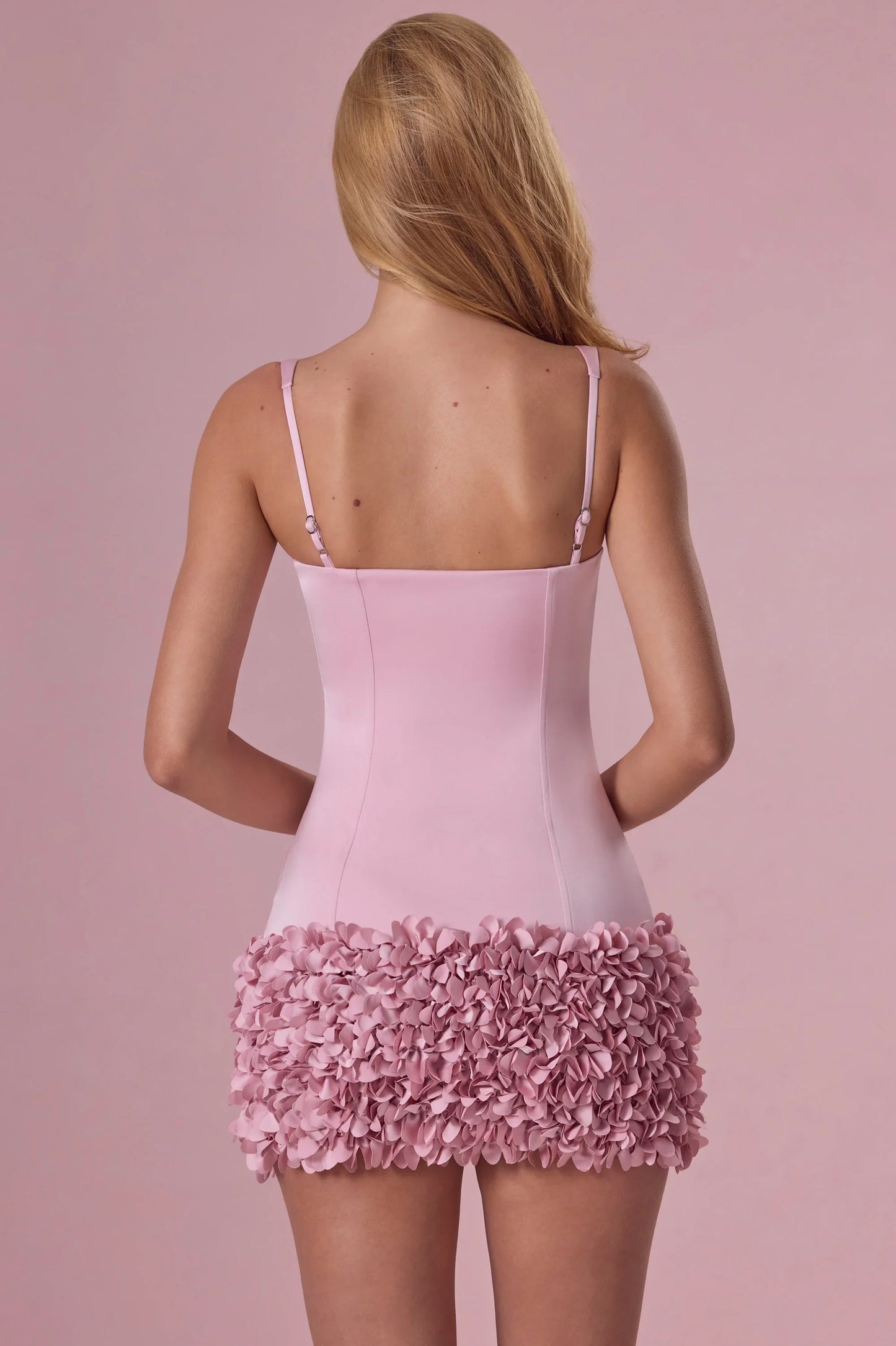 Satin Mini Dress in Blush Pink