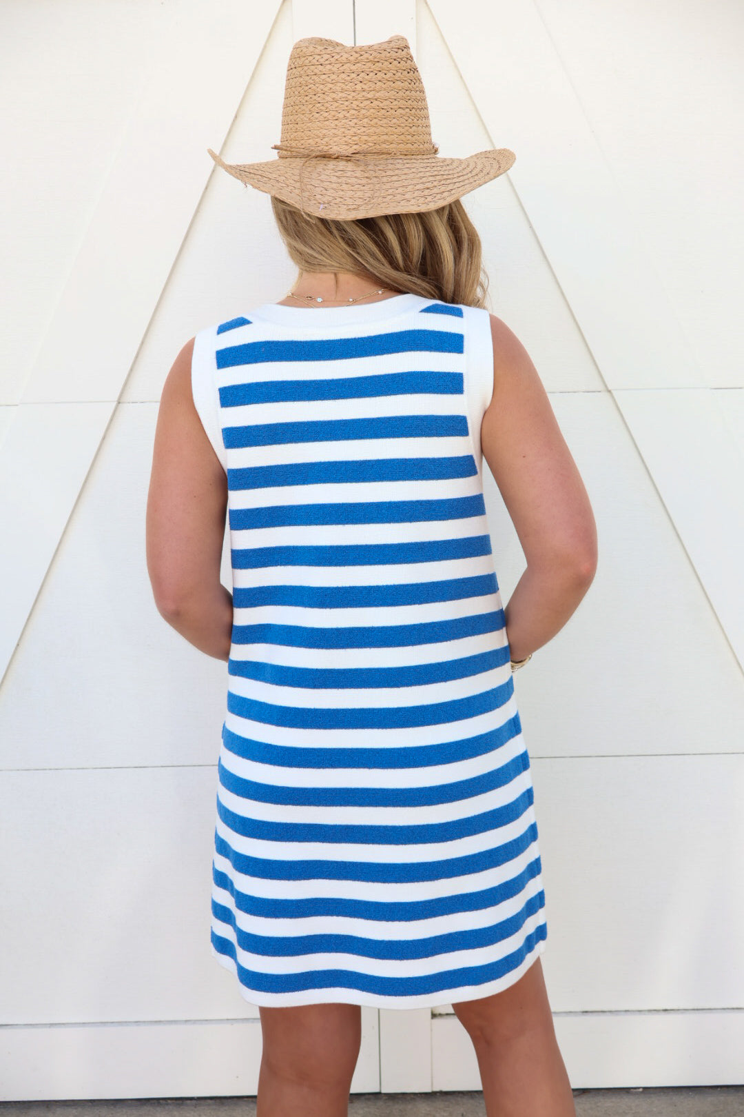 Blue Stripe Pocket Tank Dress