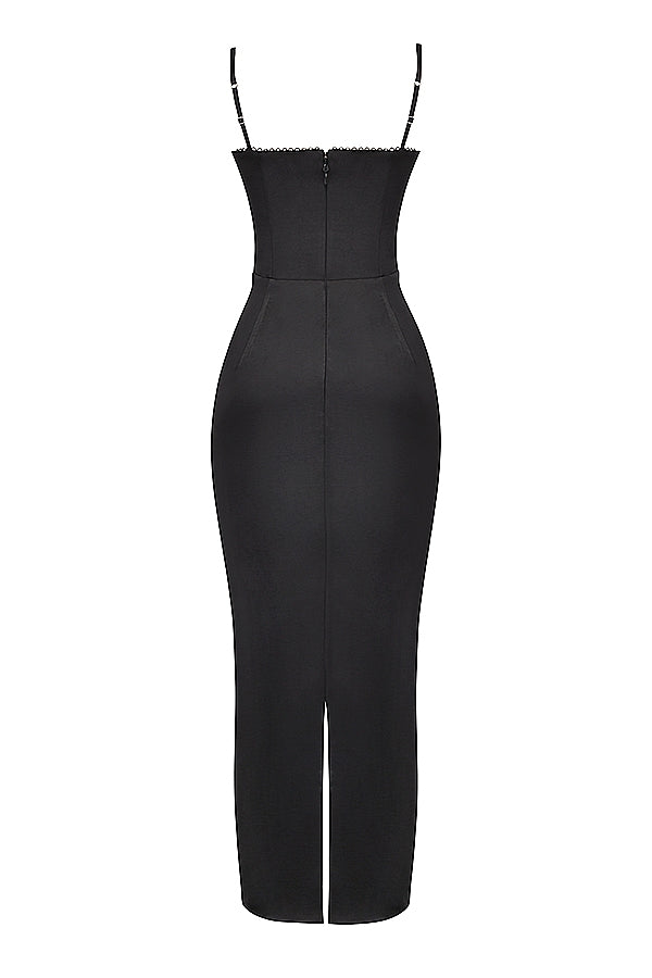 black corset maxi dress