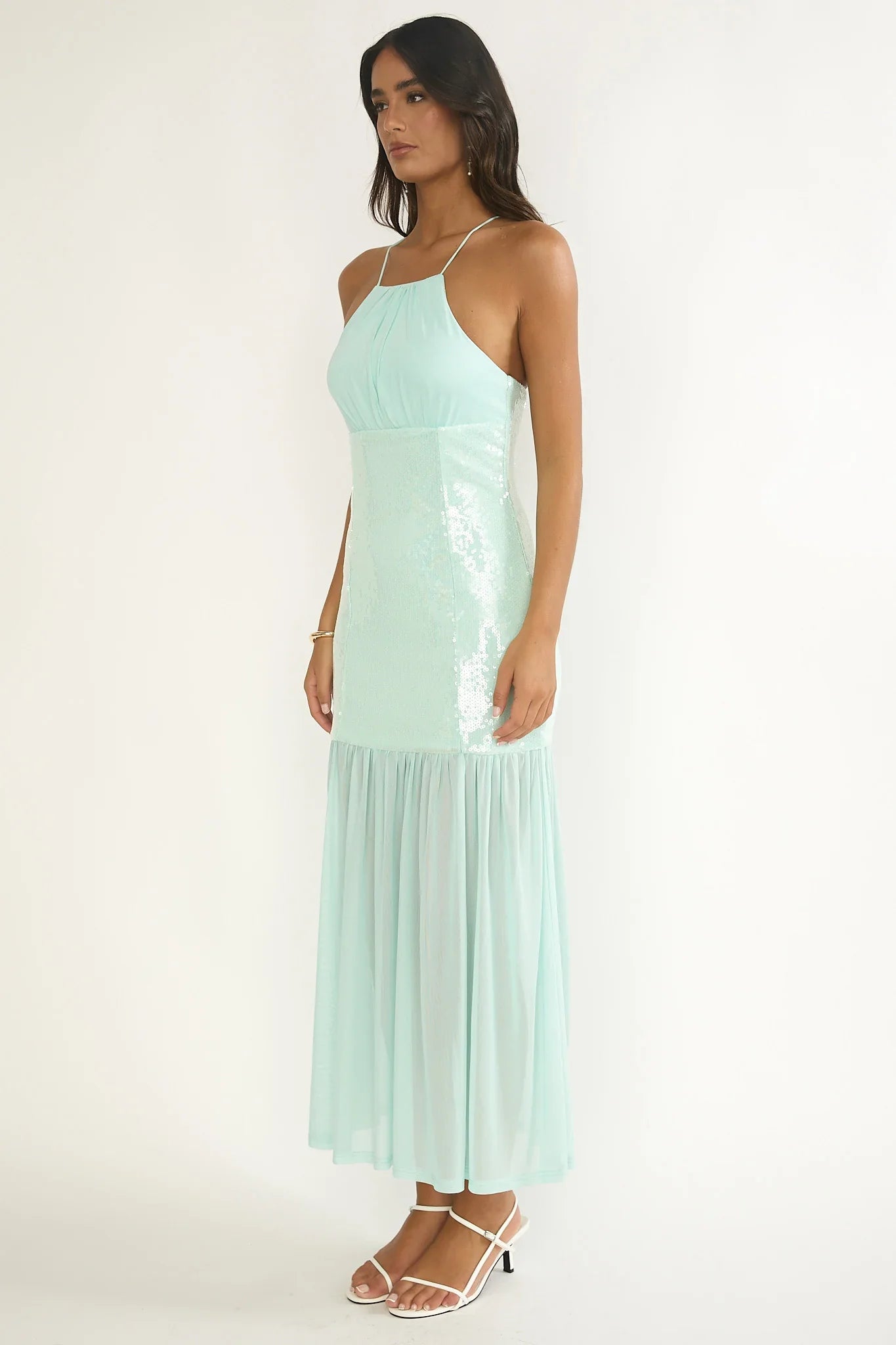 Wilma Sequin Bodice Maxi Dress Mint