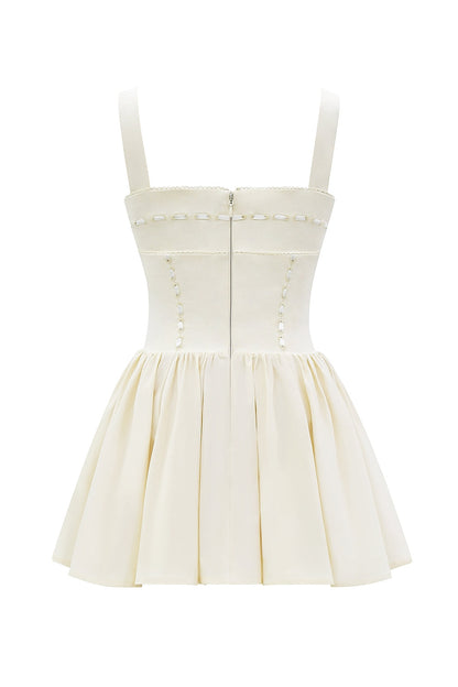 buttermilk ribbon detailed mini dress