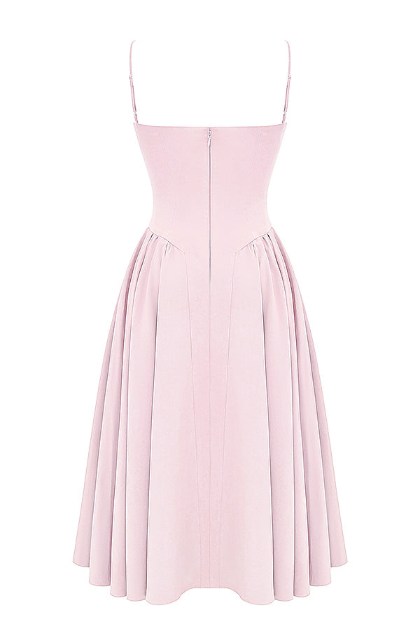 ballerina pink twill corset midi dress