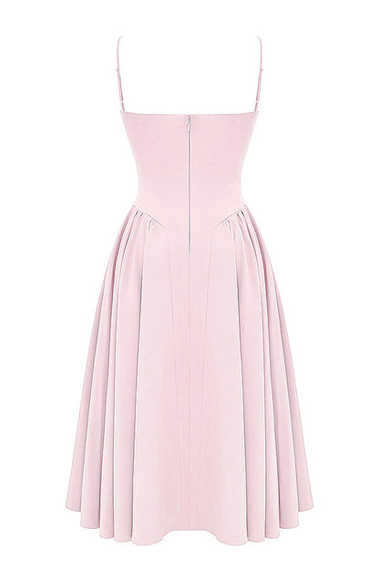 ballerina pink twill corset midi dress