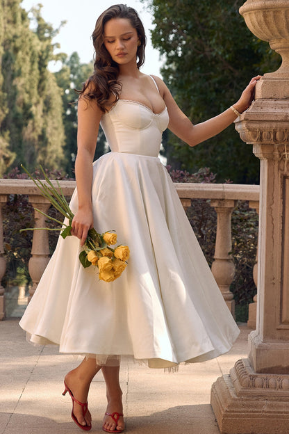 white tulle midi dress