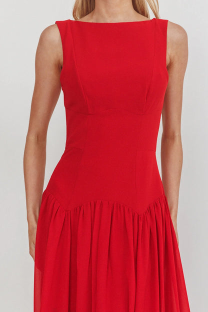 Opulent Low Back Maxi Dress Red