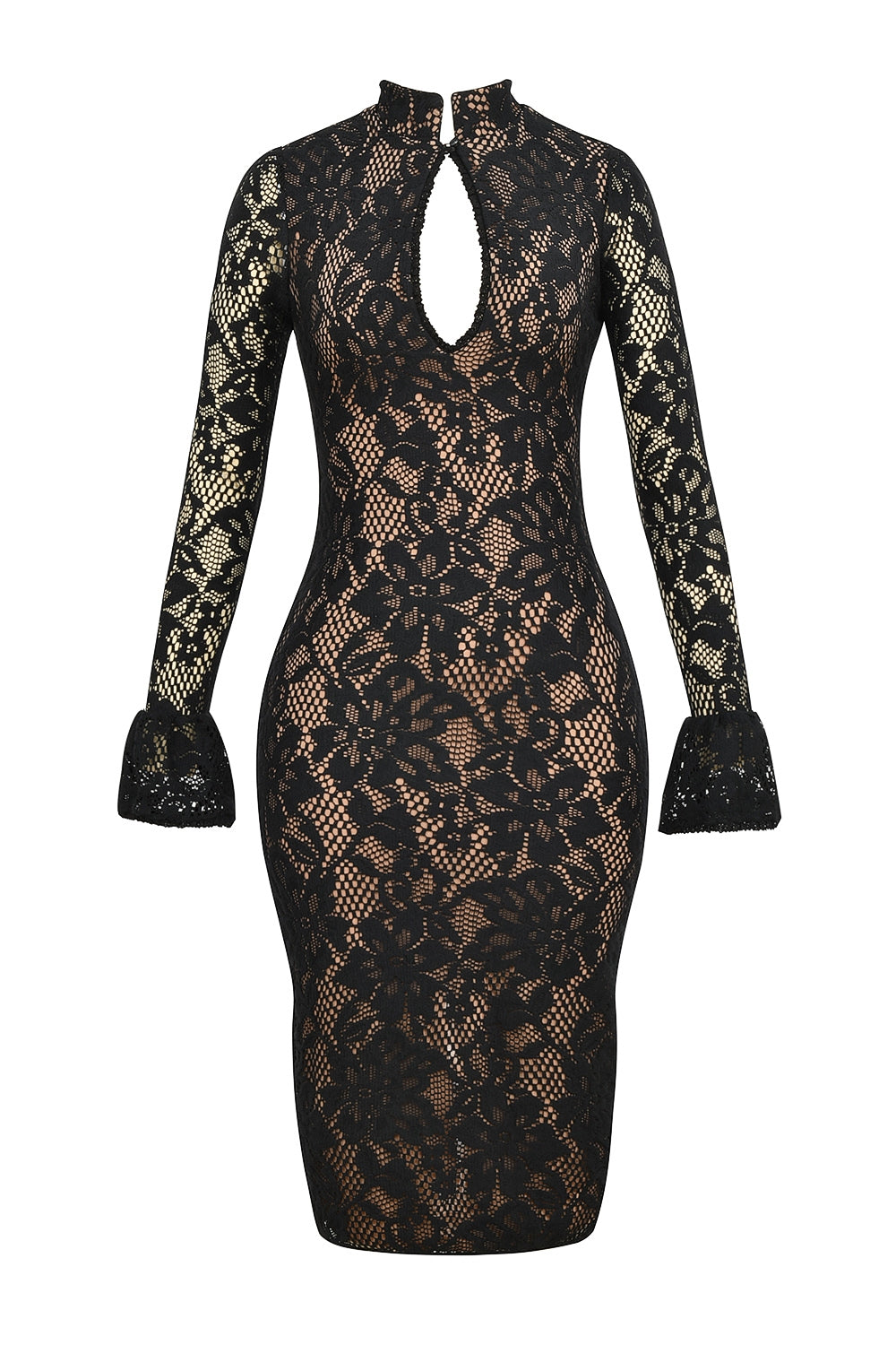 black lace midi dress