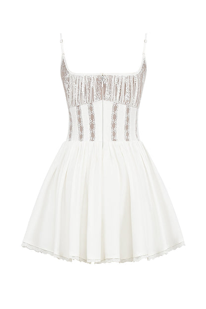 white cotton corset mini dress