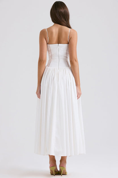 white cotton maxi sundress