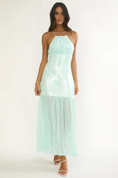 Wilma Sequin Bodice Maxi Dress Mint