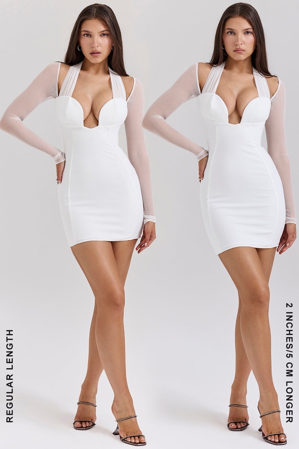 white plunge mini dress