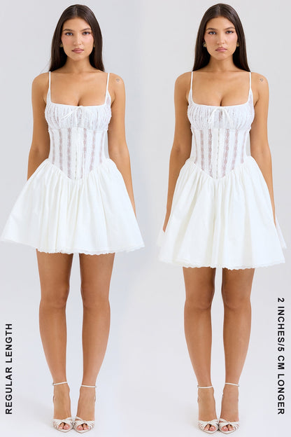 white cotton corset mini dress