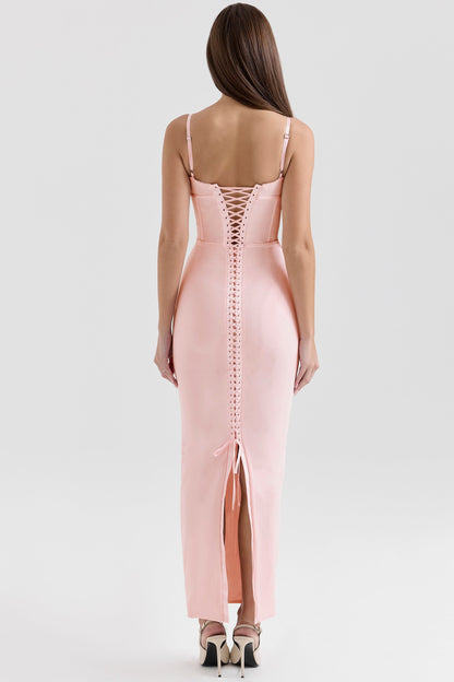 pink mesh bodycon maxi dress