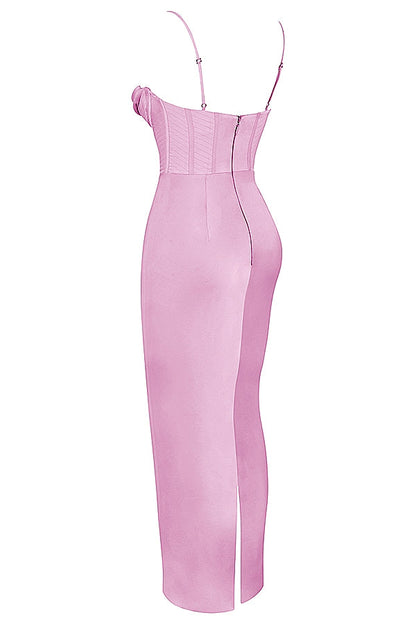 pink corset maxi dress