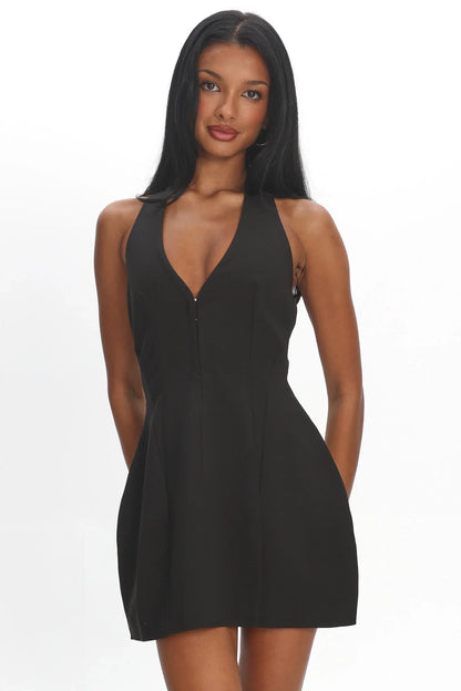 Elisabet Halter Neck Mini Dress Black