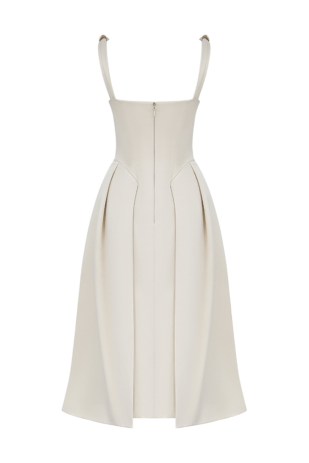 vintage cream satin pleated midi dress - sale