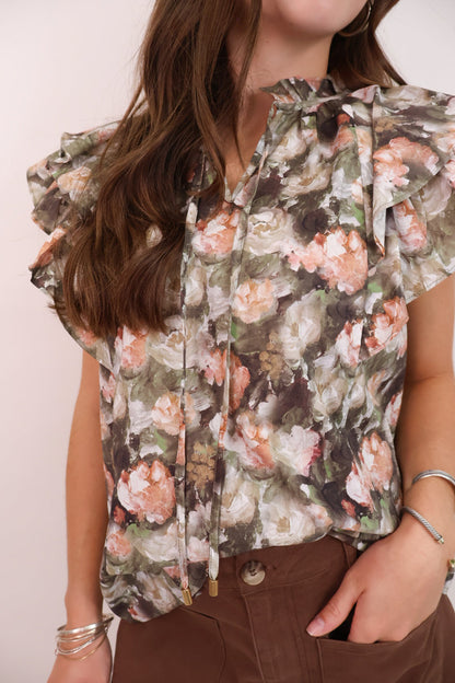 Autumn Bloom Ruffle Top