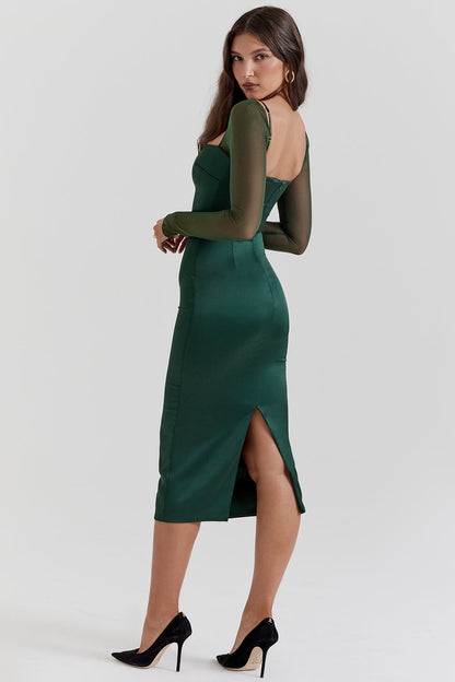 emerald green midi dress