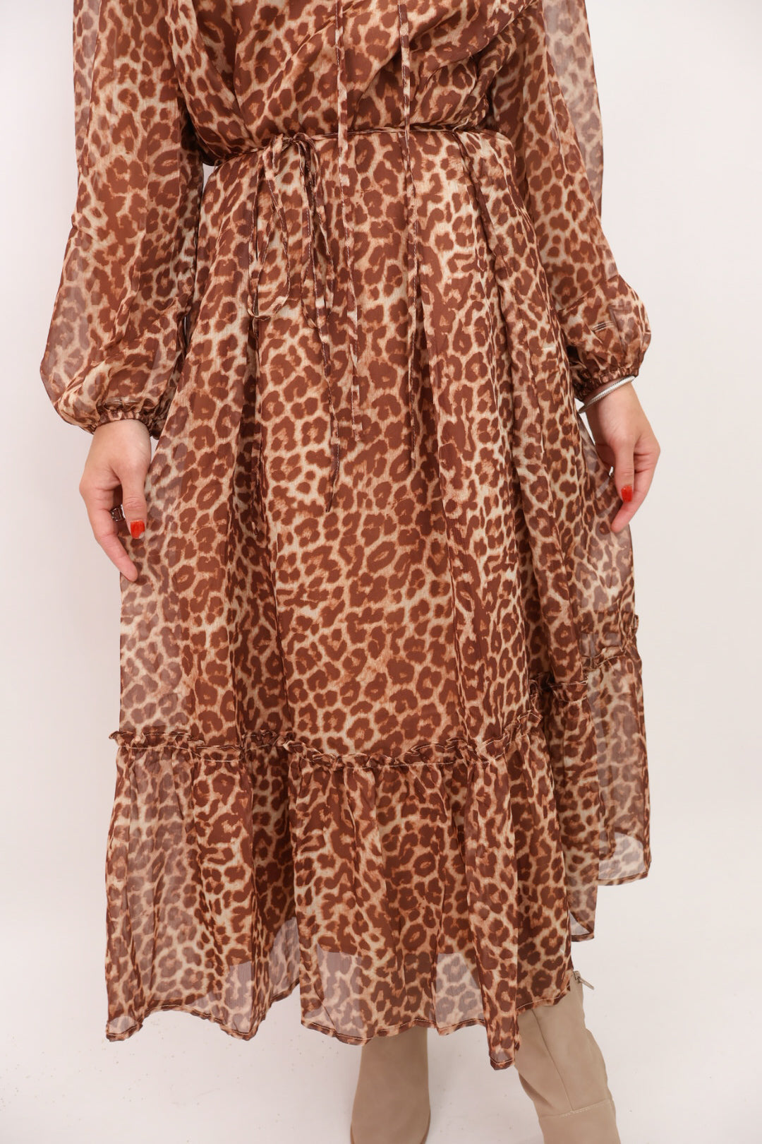 Rust Leopard Midi Dress