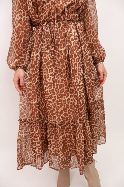 Rust Leopard Midi Dress