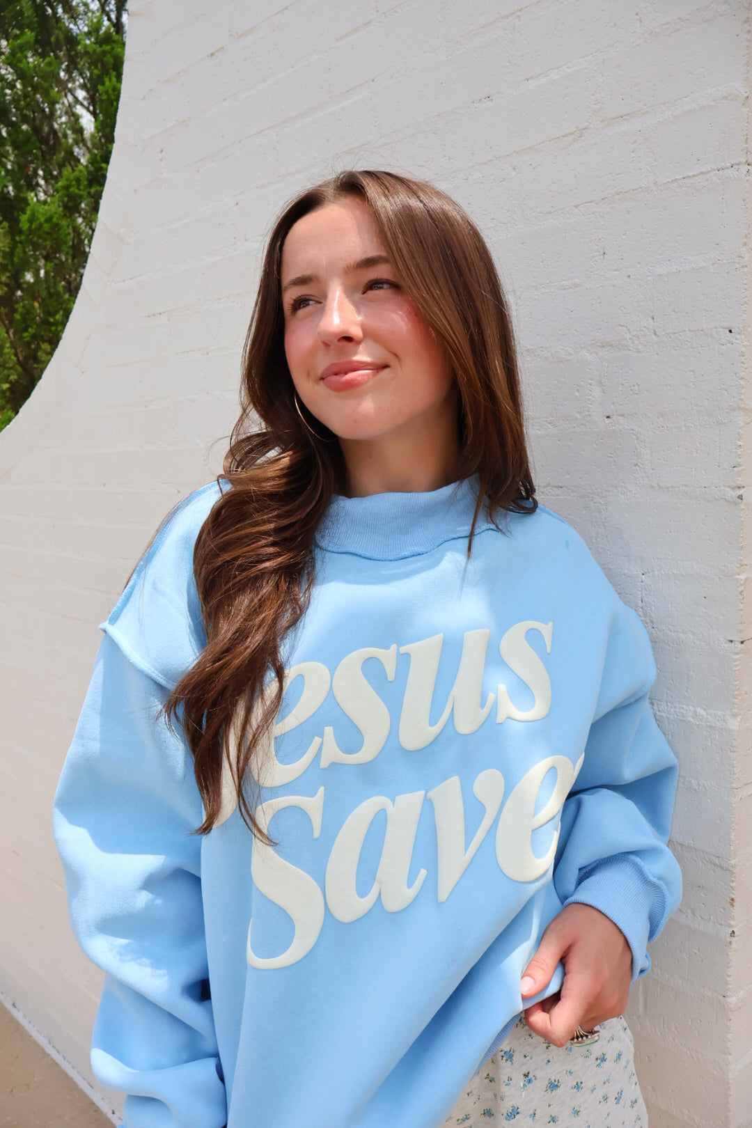 Jesus Saves Mockneck Pullover - Blue