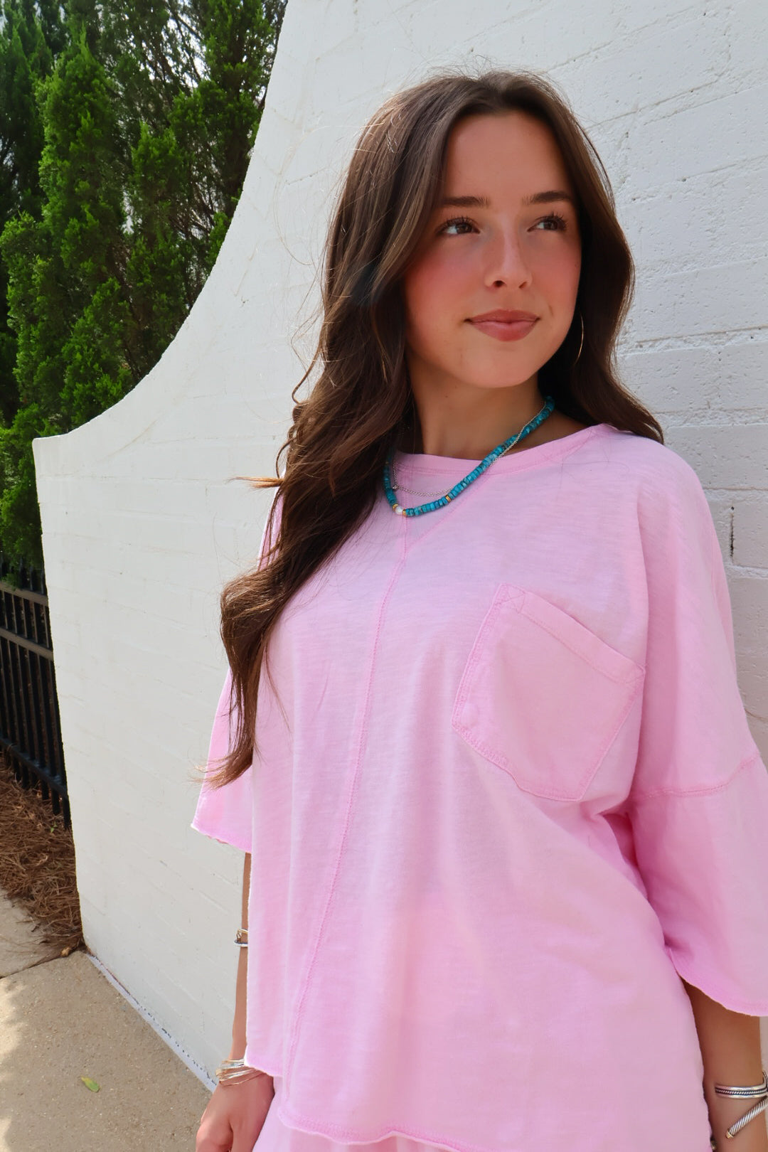 Slub Cotton Skort Set - Bubblegum Pink