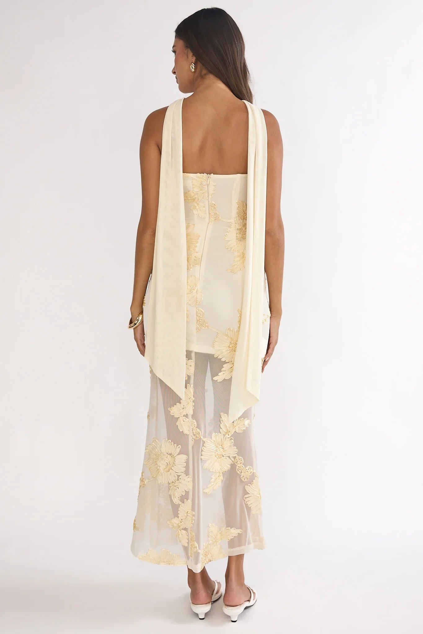 Vivia Strapless Embellished Maxi Dress Yellow