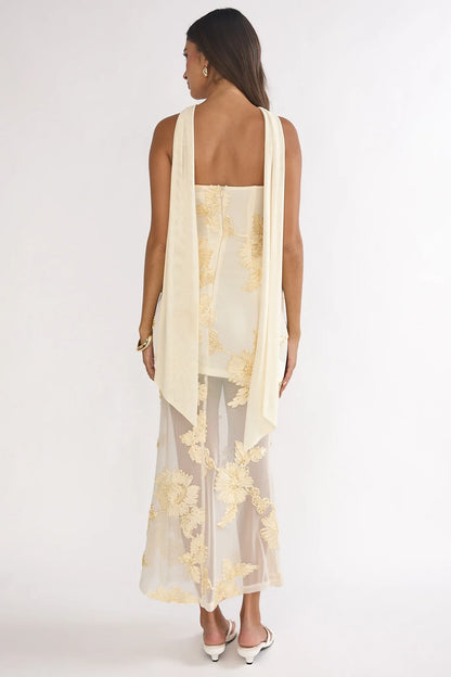 Vivia Strapless Embellished Maxi Dress Yellow