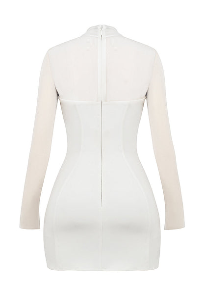 white plunge mini dress