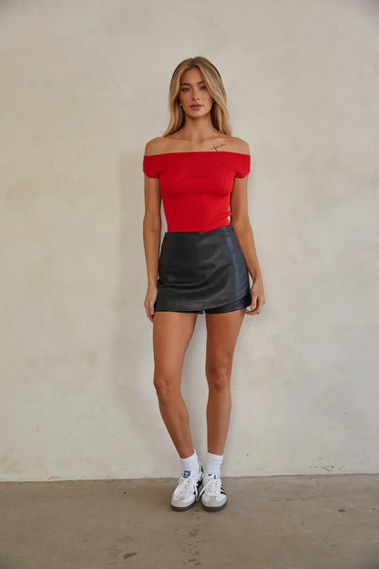 Nicki Faux Leather Micro Mini Skort