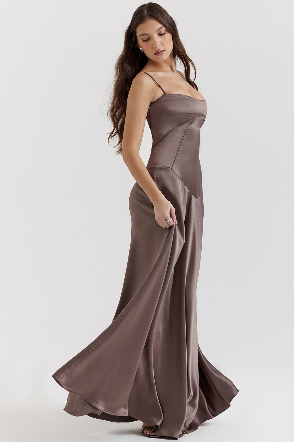 smoke lace up maxi dress