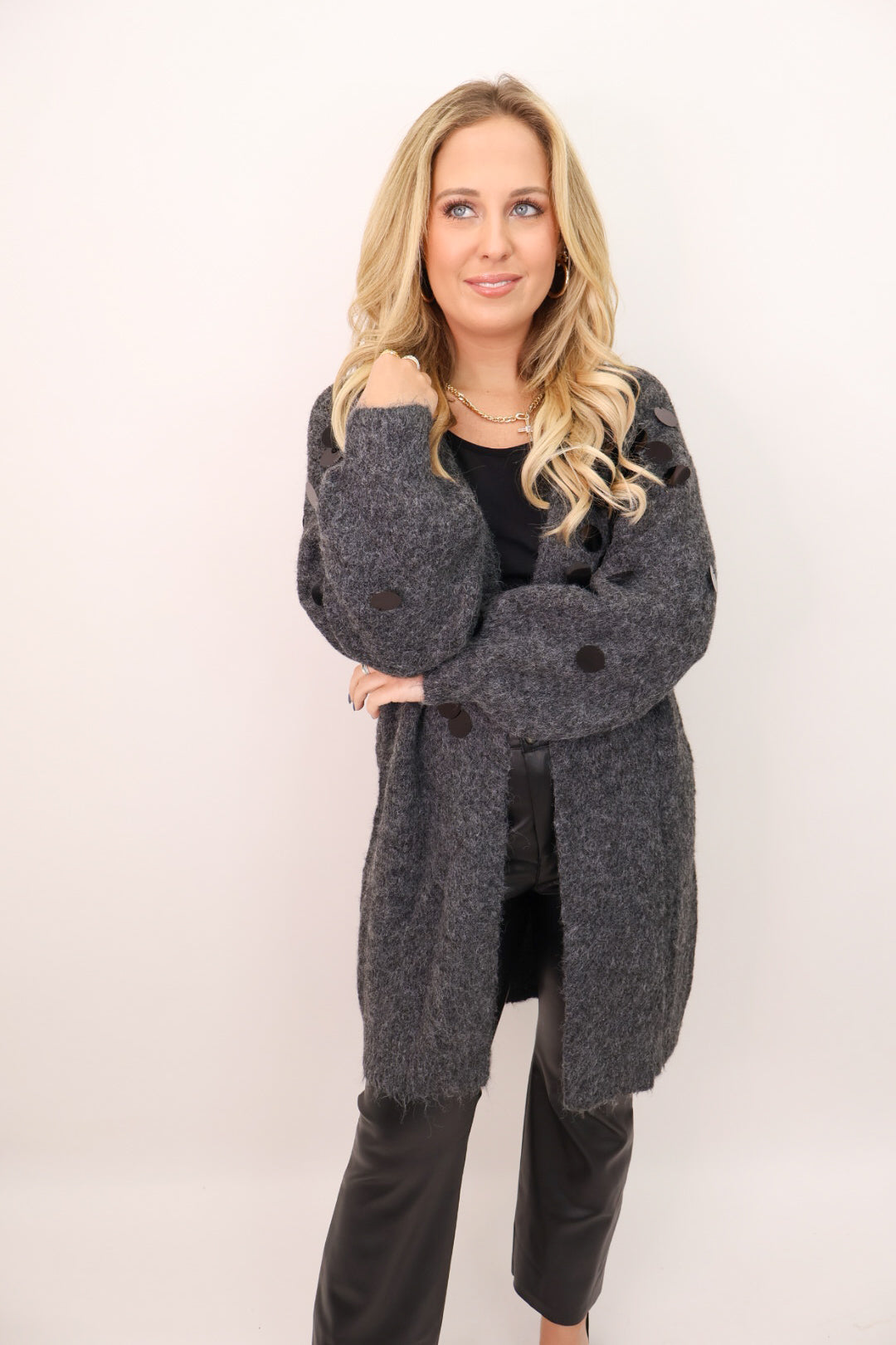Sequin Sweater Duster Cardigan