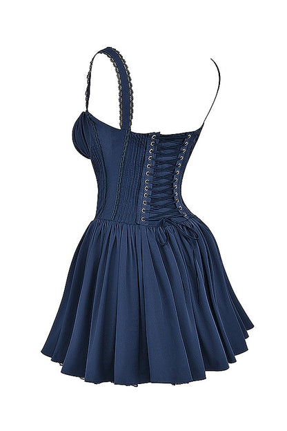 french navy corset mini dress